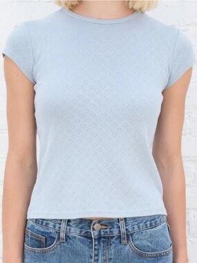 Brandy Melville Pale Blue Heart-Textured Tee